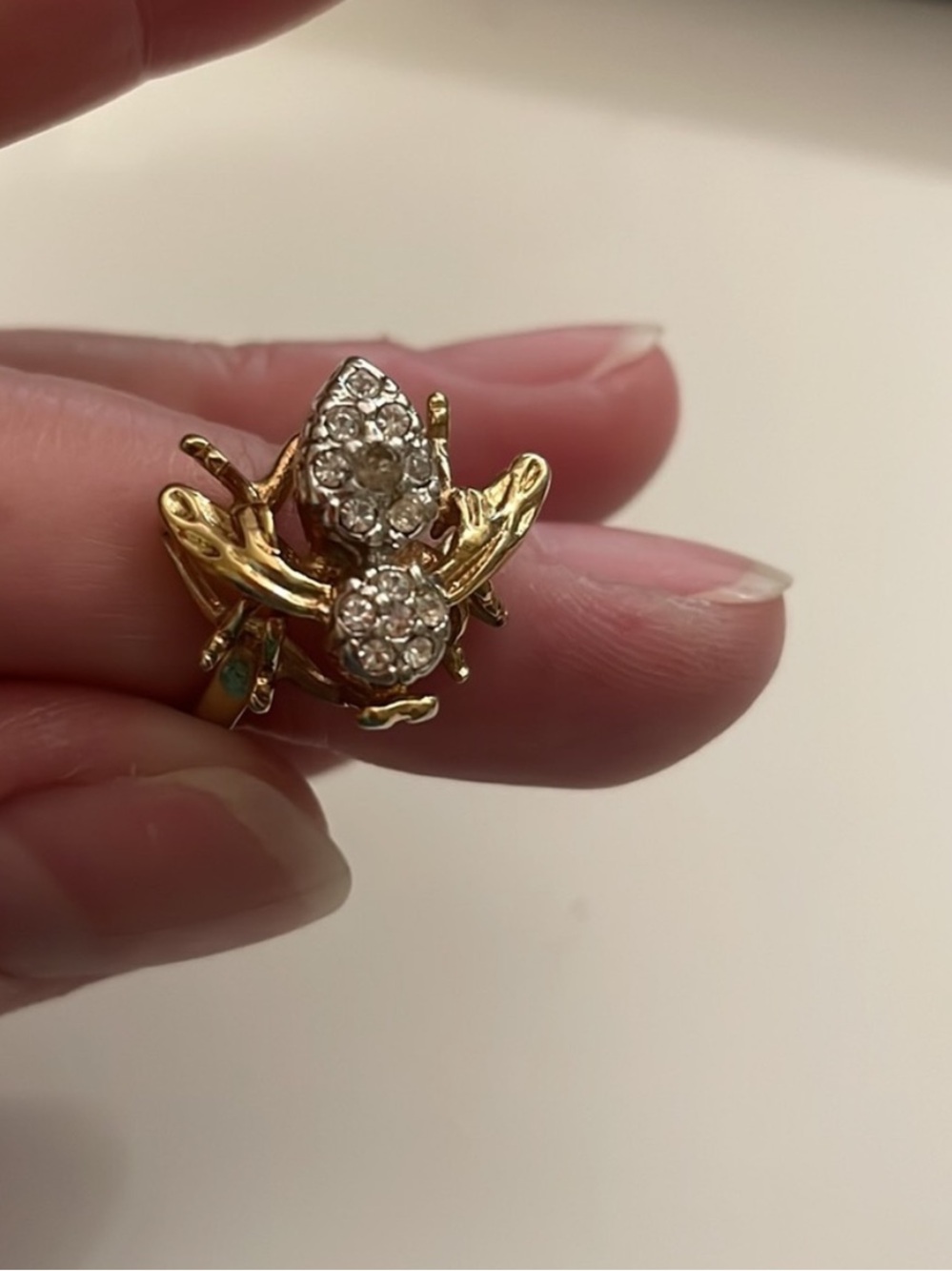 18K Gold Filled Fly ring - vintage insect amazingness